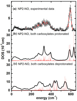 Iron vibrational density of states (DOS) for NP2−NO